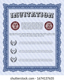 Blue Vintage invitation template. Customizable, Easy to edit and change colors. Easy to print. Nice design. 
