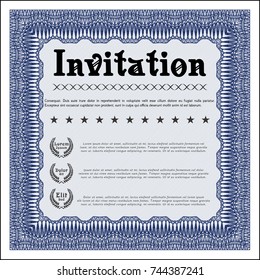 Blue Vintage invitation template. Customizable, Easy to edit and change colors. Printer friendly. Lovely design. 