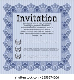 Blue Vintage invitation template. Detailed. With quality background. Modern design. 