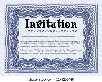 Blue Vintage invitation template. Money design. Customizable, Easy to edit and change colors. With complex background. 