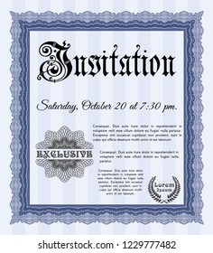 Blue Vintage invitation template. Money design. With complex background. Vector illustration. 