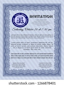 Blue Vintage invitation template. Money design. Detailed. With quality background. 