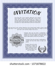 Blue Vintage invitation template. Perfect design. Vector illustration. With background. 