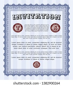 Blue Vintage invitation template. Printer friendly. Vector illustration. Sophisticated design. 