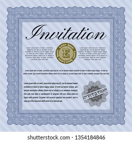 Blue Vintage invitation template. Sophisticated design. Customizable, Easy to edit and change colors. Complex background. 