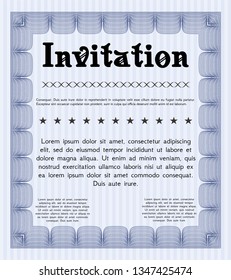 Blue Vintage invitation template. Vector illustration. Complex background. Artistry design. 