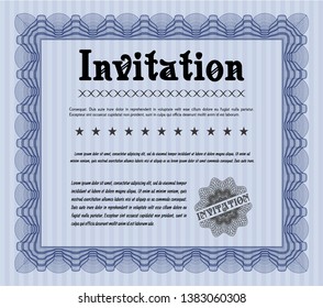 Blue Vintage invitation template. Vector illustration. With quality background. Modern design. 