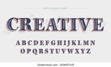 Blue Vintage Retro Custom Label Artistic Font Typography