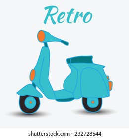 blue vintage scooter on a white background. vector illustration cartoon