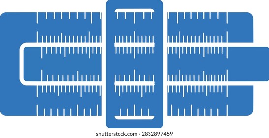 Blue vintage slide rule vector illustration