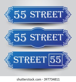 Blue Vintage Styled House Nameplate