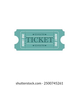 Blue vintage ticket for circus, concert, boarding, lottery, movie, casino, theater, cinema, carnival, voucher on white isolated background. Admit one ticket template.