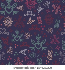 blue vintage valentine hearts and flowers