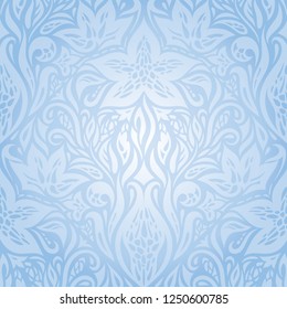 Blue vintage wallpaper background design with decorative flowers