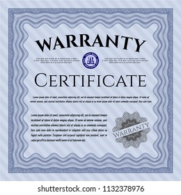 Blue Vintage Warranty Certificate template. Detailed. Printer friendly. Retro design. 