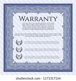 Blue Vintage Warranty Certificate template. With quality background. Money Pattern design. Detailed. 