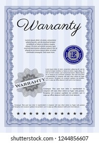 Blue Vintage Warranty Certificate template. Beauty design. With guilloche pattern and background. Vector illustration. 