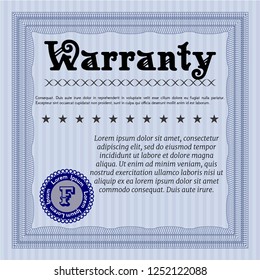 Blue Vintage Warranty Certificate template. With quality background. Money Pattern design. Customizable, Easy to edit and change colors. 