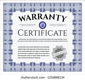 Blue Vintage Warranty Certificate template. Good design. With complex background. Customizable, Easy to edit and change colors. 
