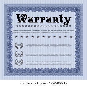 Blue Vintage Warranty Certificate template. With guilloche pattern. Nice design. Customizable, Easy to edit and change colors. 