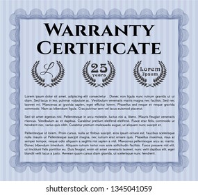 Blue Vintage Warranty Certificate template. Printer friendly. Elegant design. Customizable, Easy to edit and change colors. 