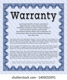 Blue Vintage Warranty Certificate template. Retro design. Customizable, Easy to edit and change colors. With complex background. 