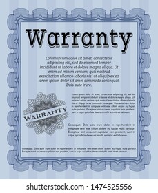 Blue Vintage Warranty Certificate template. With quality background. Detailed. Excellent design. 