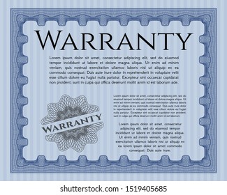 Blue Vintage Warranty Certificate template. With complex linear background. Detailed. Money design. 