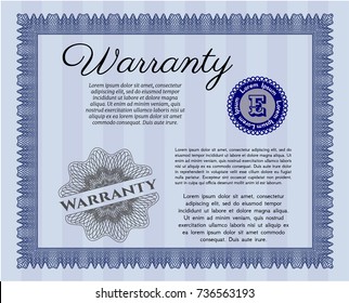 Blue Vintage Warranty Certificate template. Perfect design. Customizable, Easy to edit and change colors. With quality background. 