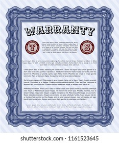 Blue Vintage Warranty template. Complex background. Beauty design. Customizable, Easy to edit and change colors. 