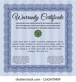 Blue Vintage Warranty template. Customizable, Easy to edit and change colors. Easy to print. Modern design. 