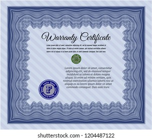 Blue Vintage Warranty template. Customizable, Easy to edit and change colors. Printer friendly. Cordial design. 