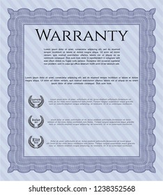 Blue Vintage Warranty template. Customizable, Easy to edit and change colors. Printer friendly. Artistry design. 