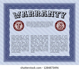 Blue Vintage Warranty template. Customizable, Easy to edit and change colors. With great quality guilloche pattern. Money design. 