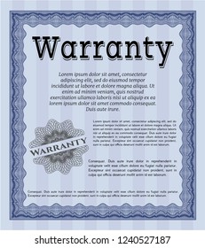 Blue Vintage Warranty template. Easy to print. Vector illustration. Money Pattern. 