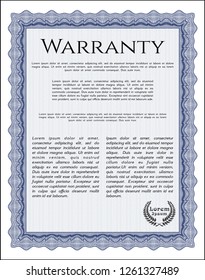Blue Vintage Warranty template. Elegant design. Vector illustration. Printer friendly. 