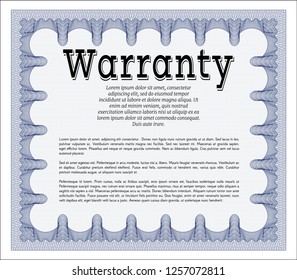 Blue Vintage Warranty template. Good design. Customizable, Easy to edit and change colors. With complex background. 