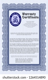 Blue Vintage Warranty template. With guilloche pattern. Customizable, Easy to edit and change colors. Excellent design. 