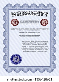 Blue Vintage Warranty template. Lovely design. With linear background. Customizable, Easy to edit and change colors. 