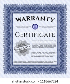 Blue Vintage Warranty template. Printer friendly. Modern design. Detailed. 