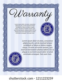 Blue Vintage Warranty template. Printer friendly. Customizable, Easy to edit and change colors. Excellent design. 