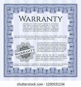 Blue Vintage Warranty template. Printer friendly. Vector illustration. Lovely design. 