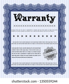 Blue Vintage Warranty template. Printer friendly. Elegant design. Customizable, Easy to edit and change colors. 