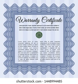 Blue Vintage Warranty template. Superior design. Vector illustration. With background. 