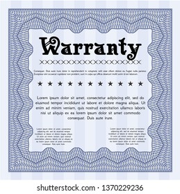 Blue Vintage Warranty template. Vector illustration. With linear background. Superior design. 