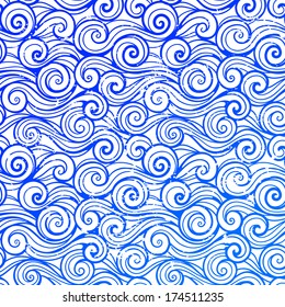 Blue Vintage Waves seamless