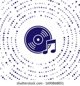Blue Vinyl disk icon isolated on white background. Abstract circle random dots. Vector Illustration