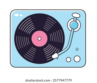 Blue vinyl record player turntable isolated vector illustration