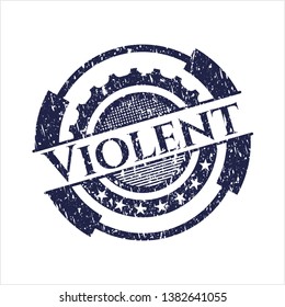 Blue Violent distressed rubber stamp with grunge texture