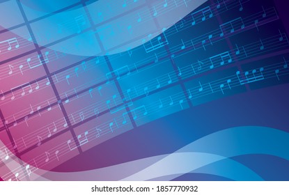 blue and violet background with music notes - eps 10